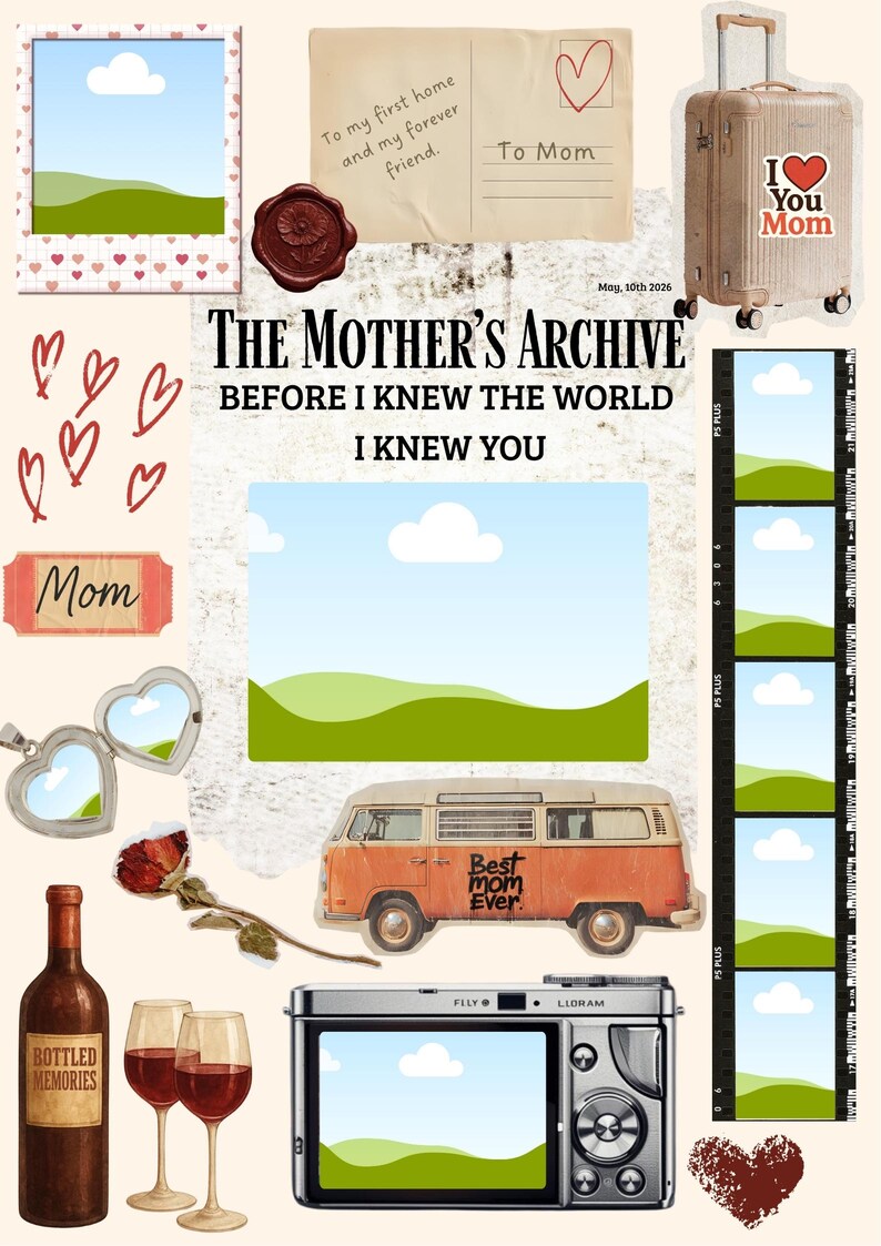 Mothers Day Photo Collage Template Editable Canva Poster Personalized ...