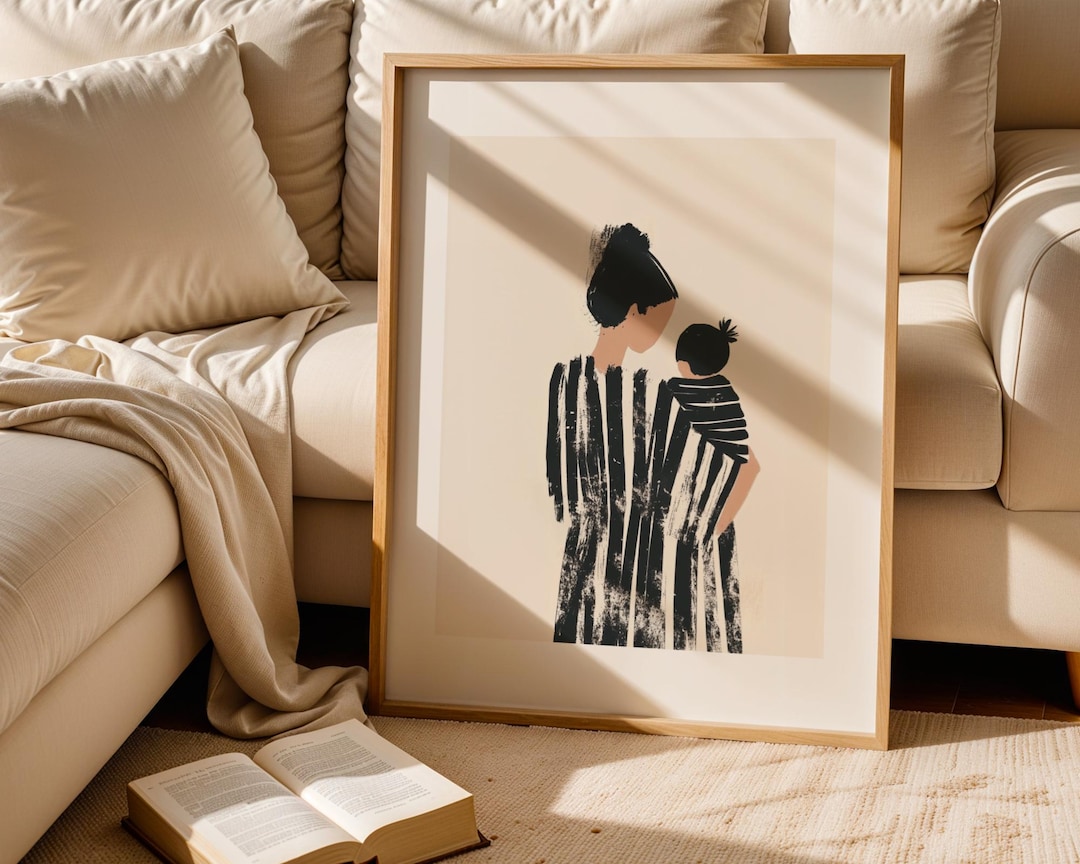 Minimalist Mother and Child Wall Art – Modern Mom and Baby Print ...