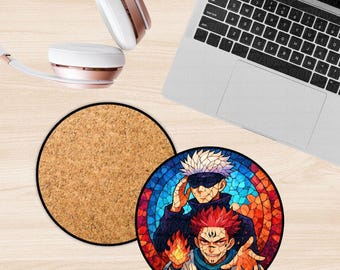 Anime Sorcerer Rivalry Ceramic Coaster – Light vs Dark Art