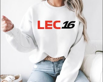 Embroidered! F1 Charles Leclerc 16 Embroidered crewneck, hoodie. Race Fan Gift. Fan Art