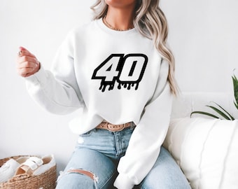Geborduurd! Drippy Custom Racing Number-sweater met ronde hals Motorsports-hoodie