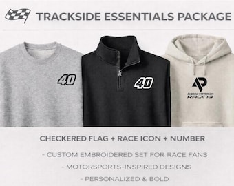Race Fan Apparel Bundle – Embroidered Crewneck Hoodie and Quarter Zip – Trackside Essentials Package
