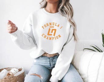 Embroidered! F1 Lando Norris CHAMPION Embroidered crewneck, hoodie. Race Fan Gift. Fan Art