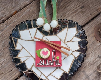 Whimsical Sushi Lover Sacred Heart mosaic