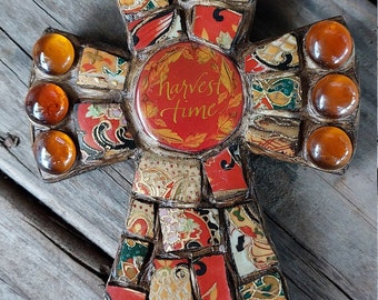 Harvest Time mosaic cross