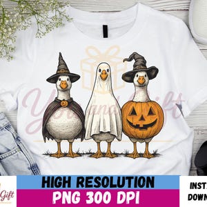 Funny Boo Ghost Goose PNG Halloween Shirt Design, Skeleton Pumpkin Goose Sublimation, Cute Autumn Fall Goose PNG for T-Shirts