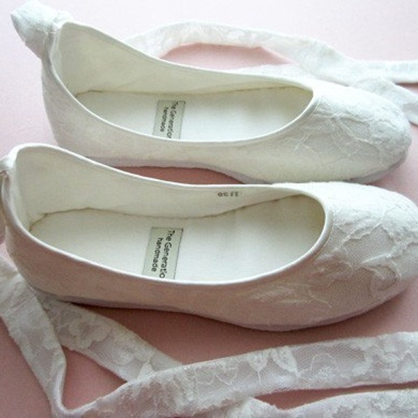 Eco-chic Handmade Vegan Bridal Ballet Flats with Lace - 902L