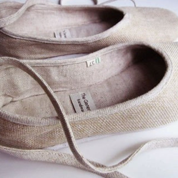 Eco-chic Ballerina Flats - Linen in Beige Reserved for Anne-Marie