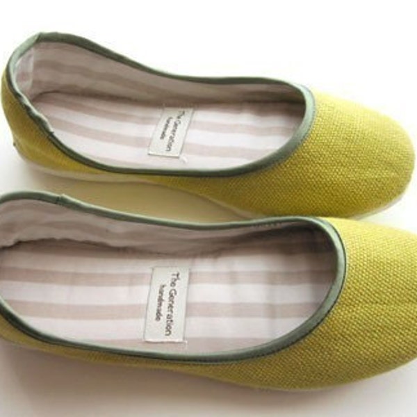 Ballerina Flats in Lime Green - 910C