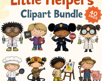 Kids Career Clipart set, community helpers, transparent PNG, commercial use