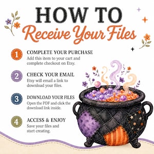 How to receive your files: Complete Purchase, Check Email, Download, Access & Enjoy.