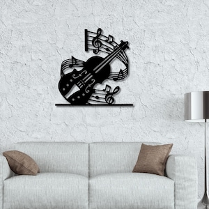 Guitar Metal Wall Art – Music Room Decor, Rock & Roll Instrument Sculpture, Unique Handmade Gift for Musicians  Music Lovers