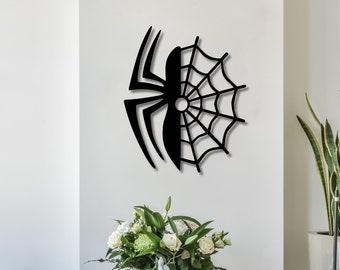 Spider Web Metal Wall Art: Gothic Halloween Decor