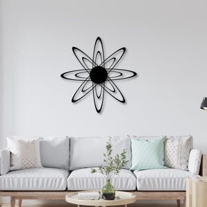 Atom Icon Metal Wall Art - Unique Modern Decor for Science Lovers, Industrial Wall Art, Home Office Decoration & Gift Idea