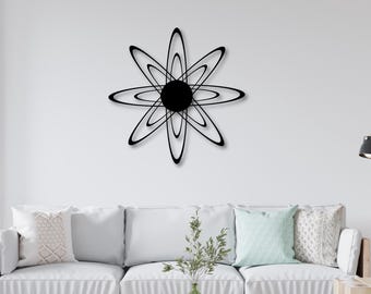 Atom Metal Wall Art: Modern Science Decor