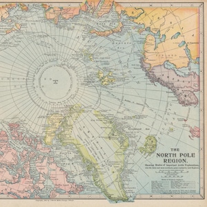 1899 North Pole Exploration Map: Historical Arctic Region Art (Digital Download)