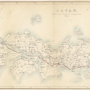 Vintage 1861 Japan Survey Map Print (Digital Download)