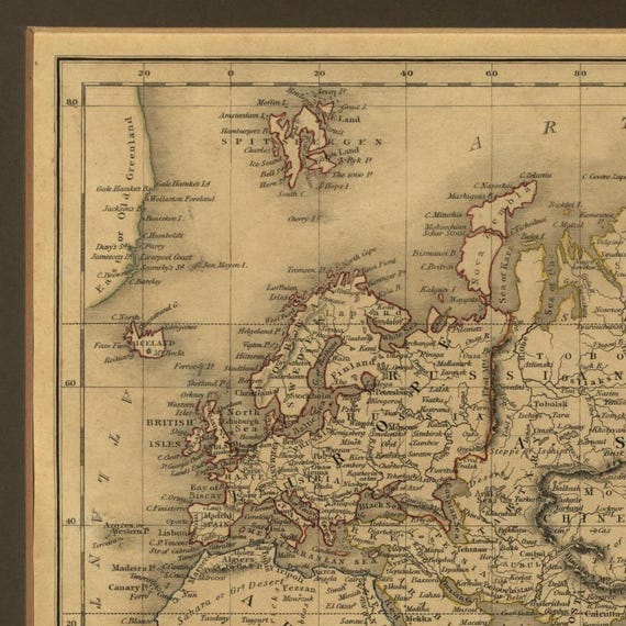 Vintage Historical World Map - 1840 Mercator's World Map Print