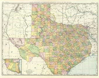 Vintage Texas Map: 1800s US State Map Print (Digital Download)