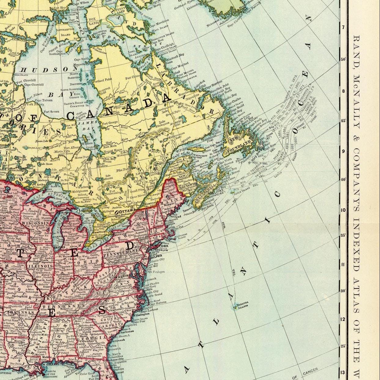 1800年代の北アメリカ地図：歴史大陸コレクション（デジタル