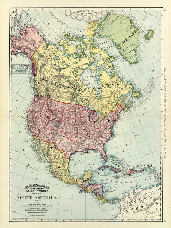 1800年代の北アメリカ地図：歴史大陸コレクション（デジタル