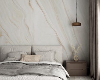 Abstract behang met marmerlook, neutraal marmeren steenbehang, peel-and-stick behang vinylbehang behangkamer