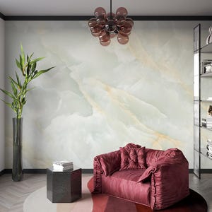 Light Green Marble Wallpaper, Peel and Stick, Alcohol ink Watercolor Wallpaper Removable, Accent Wall Mural Marbling Decor Kitchen