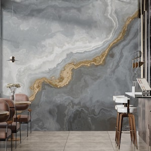Dark Gray Marble Peel and Stick Wallpaper, Concrete Stone Wall Mural, Traditional Self-Adhesive Marble Wallpaper for Elegant Stylish Decor