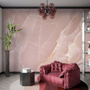 Pink Marble Wallpaper, Marble Peel and Stick Wallpaper, Marble Wallpaper, Pink Stone Texture Mural