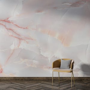 Natürlicher rosa Onyx-Marmor, Marmor abstraktes Design rosa Tapete selbstklebendes Schälen und aufkleben Wandaufkleber Wanddekoration entfernbar