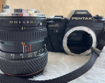 Pentax Super A with Tokina 1:3.5-4.5 28-70mm zoom lens, Film, Manual SLR Camera