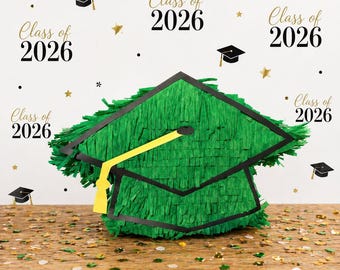 Graduation Cap Piñata | Class of 2026 Party Decor | Custom Graduation Party Piñata | Green Graduation Cap Decoration | Grad Party Supplies