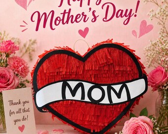 Mother’s Day Piñata, Heart Piñata, Red Heart Piñata, Mother’s Day Decoration, Party Piñata