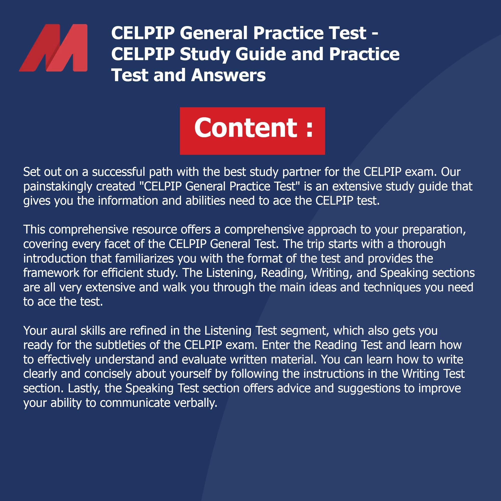 CELPIP General Practice Test - CELPIP Study Guide and Practice Test and ...
