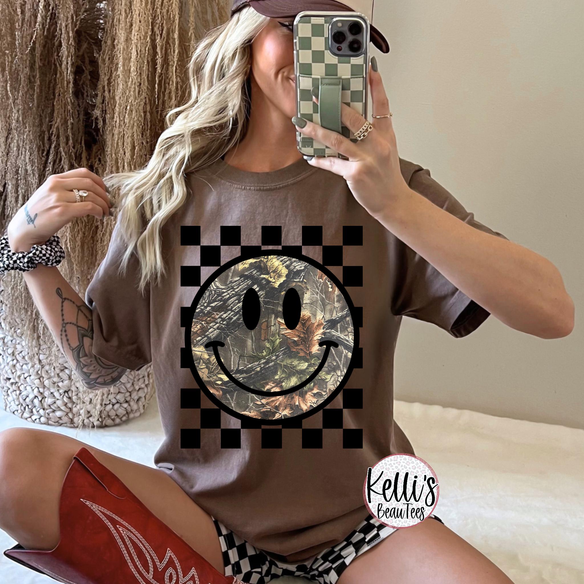 Checkered Camo Happy Face