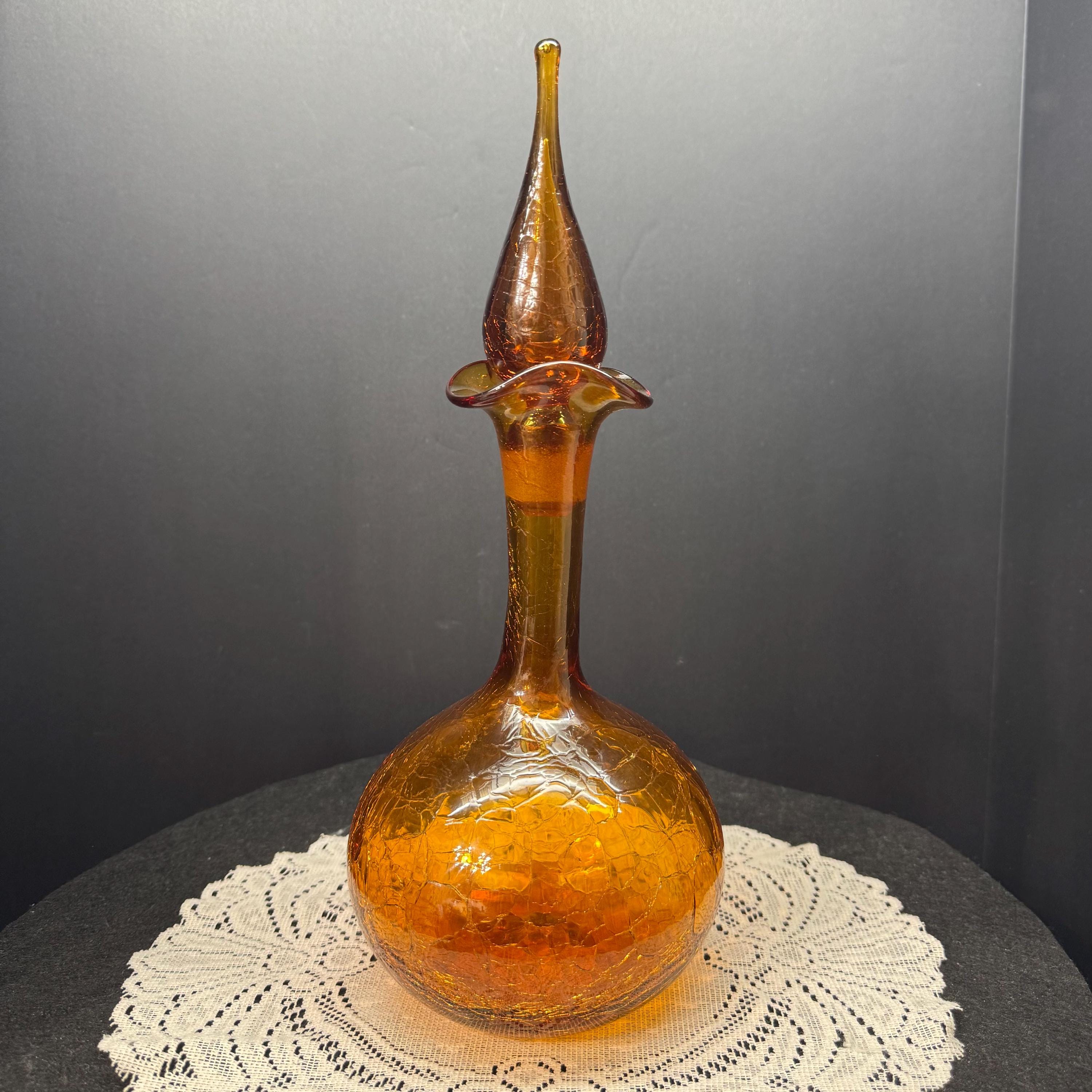 BLENKO アンバーガラス フラワーベース 花瓶 ヴィンテージ アメリカ家具 Vintage Blenko Glass Orange - Etsy