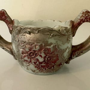 1800-1900 Antique Milk Glass Open Embossed Sugar Bowl
