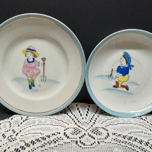 1921-41 Child&#39;s Porcelain Plates; One Girl and One Boy