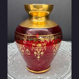 Vintage Ferro & Lazzarini Italian Art Glass Red Vase