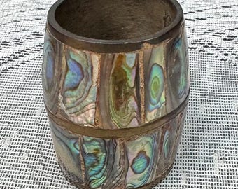 2" Abalone on Silver Plated Brass, Shot Glass/Toothpick Holder
