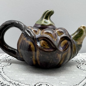Small Pumpkin & Vine Stoneware Type Teapot