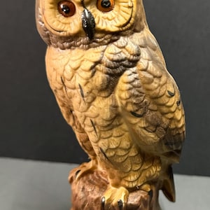 Vintage Made in Taiwan Porcelain Bisque Owl Statue