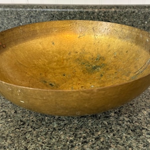 13&quot; mid century Hammered, Brass/Bronze Handled Cooking Kadhai Wok