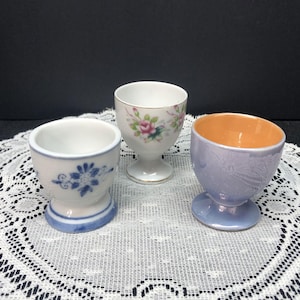 3 Piece Vintage Porcelain Footed Egg Cups