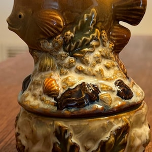Vintage Pottery Type Fish Trinket Jewelry Box