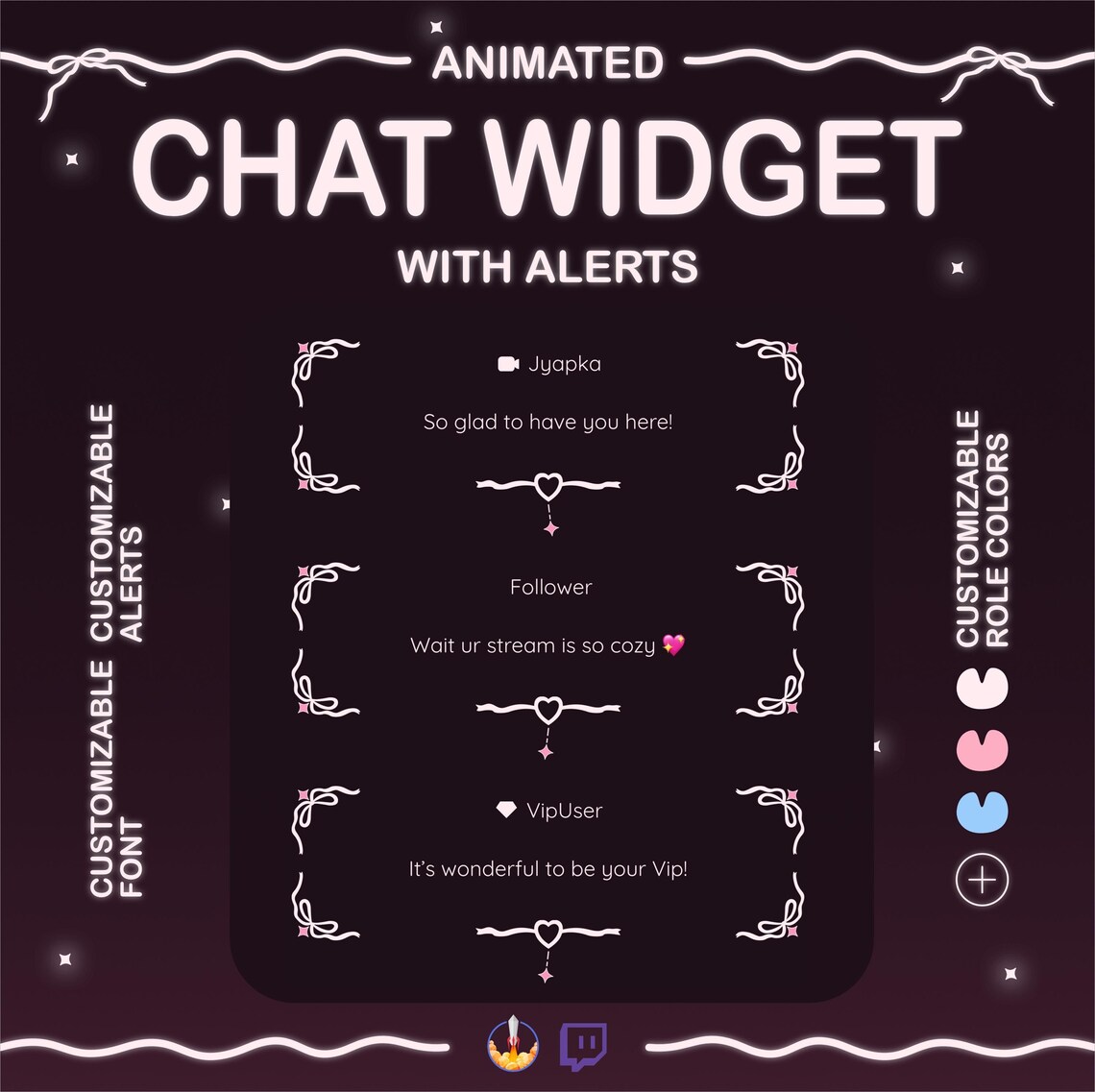 Coquette Bow Twitch Chat Widget: Animated Vintage Overlay With ...