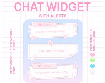 Pastel Scrapbook Twitch Chat Widget: Kawaii Notebook With Stickers | Animated Stream Overlay with Alerts
