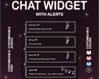 Niebiański widżet czatu Twitch: konfigurowalny widżet streamera | Animowane odznaki ról i świecące efekty