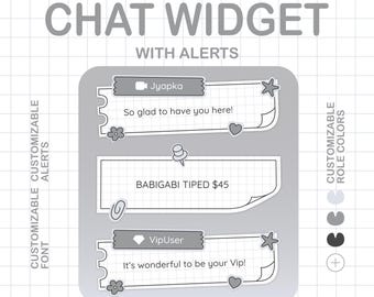 Widget di chat Twitch monocromatico e spettrale: sovrapposizione in stile schizzo con avvisi e ruoli di chat personalizzati