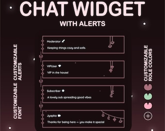 Gothic Celestial Twitchチャットウィジェット：カスタマイズ可能なストリーマーウィジェット｜アニメーション化されたロールバッジと光るエフェクト